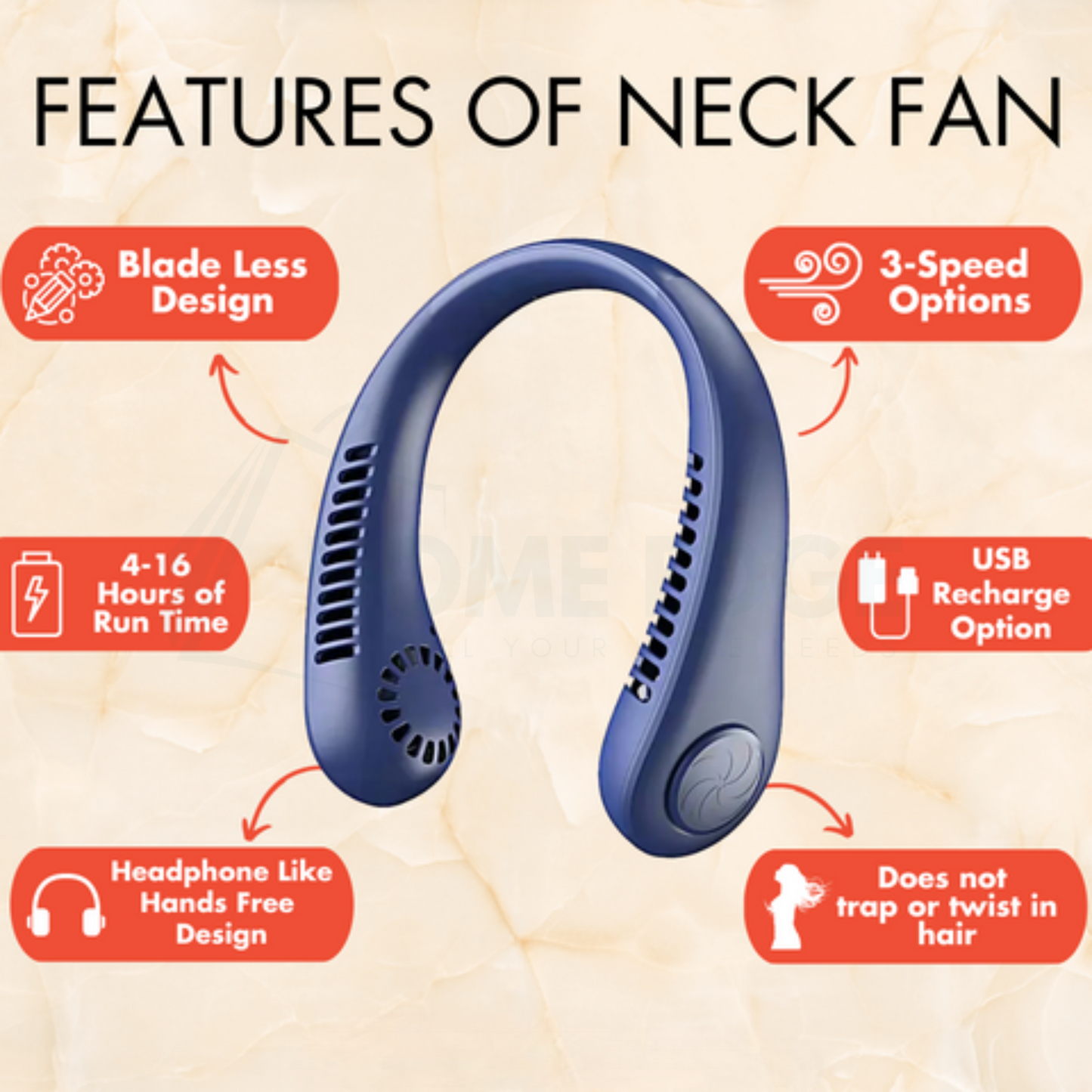 Portable Bladeless Rechargeable Hanging Neck Fan - (IMPORTED)