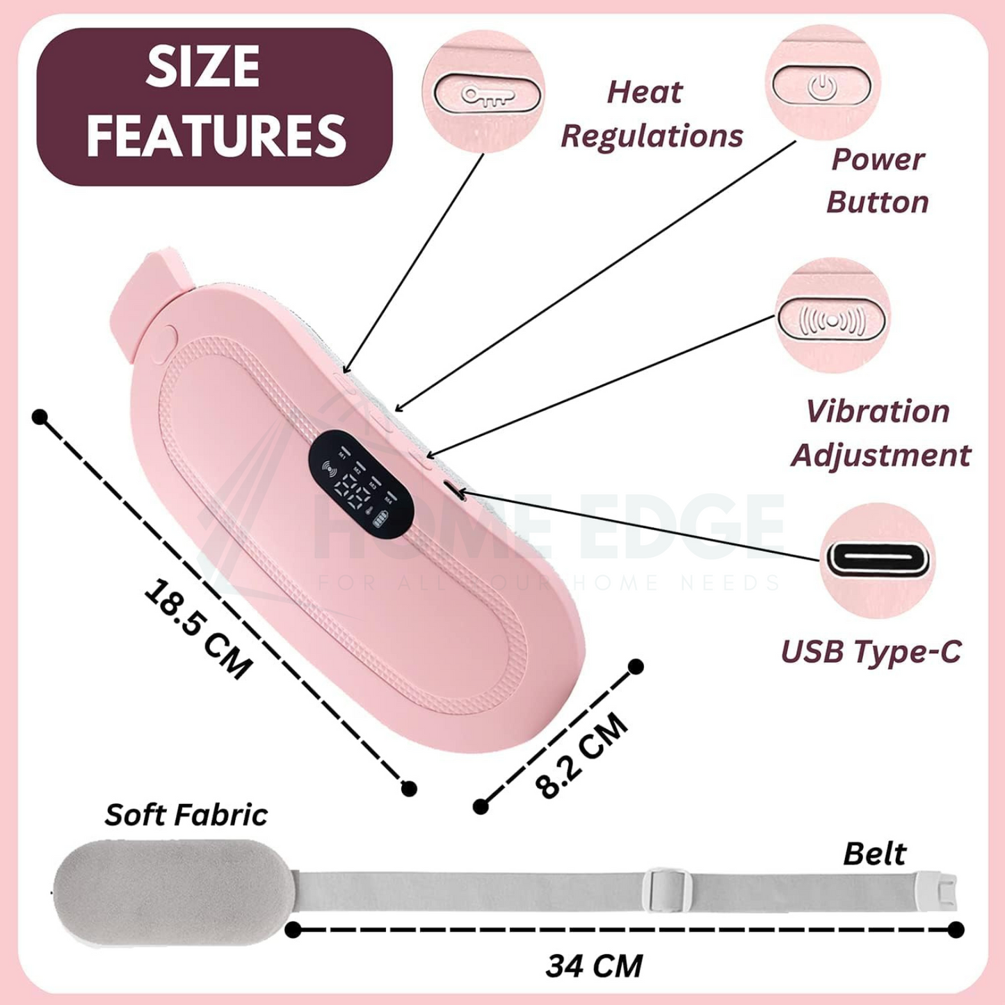 Period Cramp & Pain Relief Heating & Massager Belt